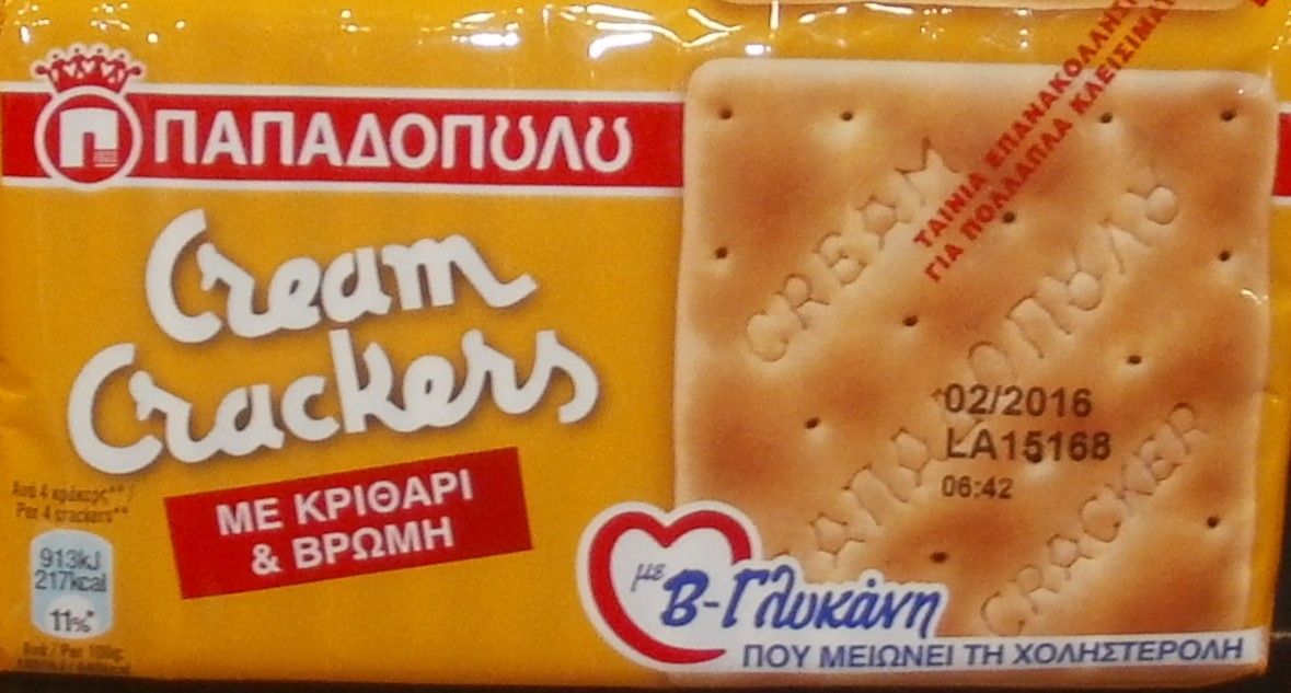 Cream Crackers Παπαδοπούλου με κριθάρι, βρώμη και β – γλυκάνη (νέο προϊόν)